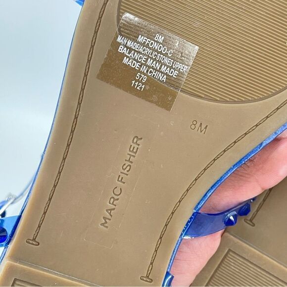 Marc Fisher Fonoo Women’s Blue Rhinestone Embellished Strappy Sandals Size 8 - Picture 14 of 17